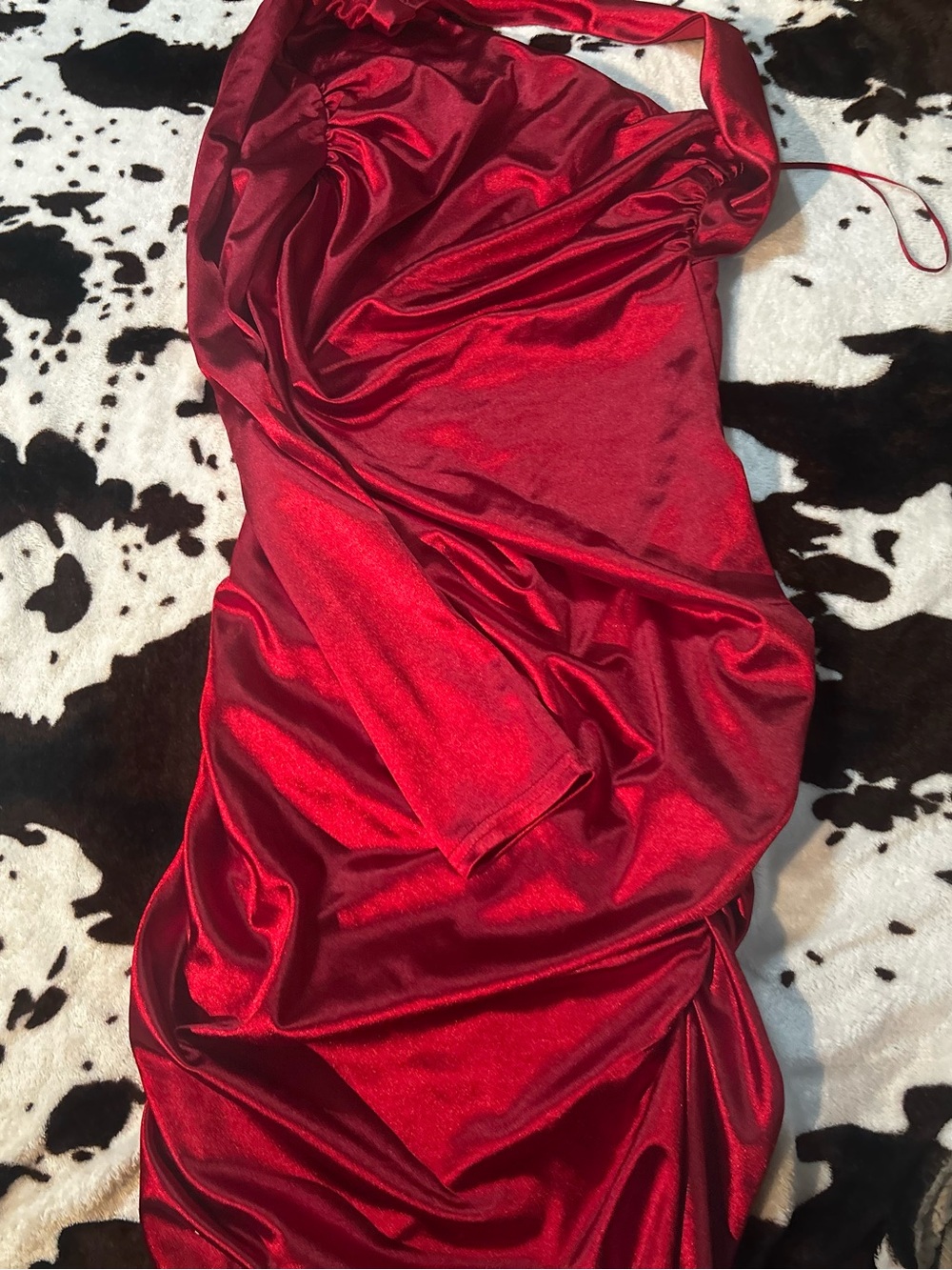 GB girls One-Shoulder Red Satin Dress (Hoco)